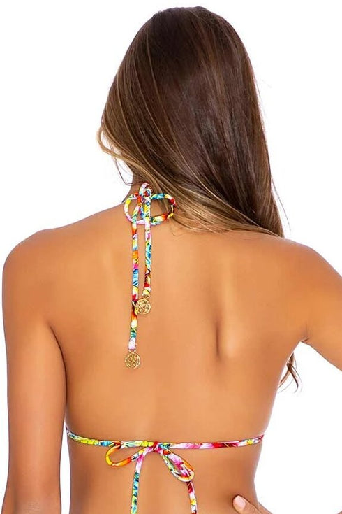 Luli Fama Wild Flower RUFFLE TRIANGLE TOP
